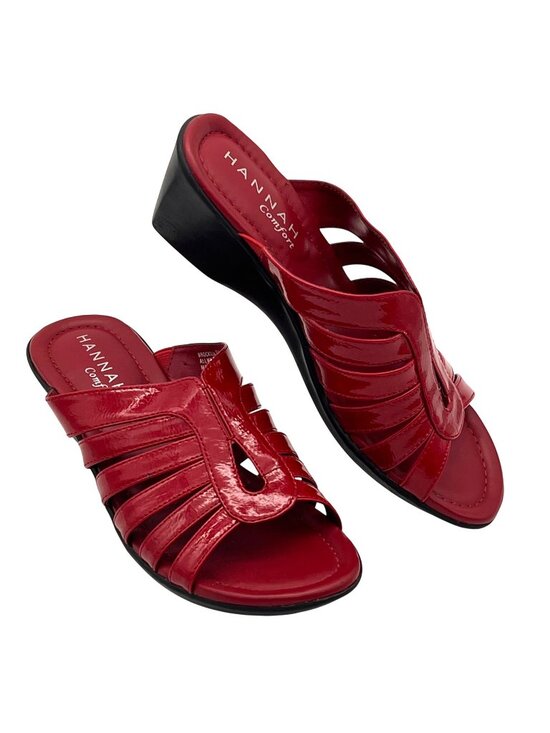 Hannah Comfort Shoes - Hannah Comfort Red Slip-On Sandals With Cutout Strap Design Womens Shoes Size 6M